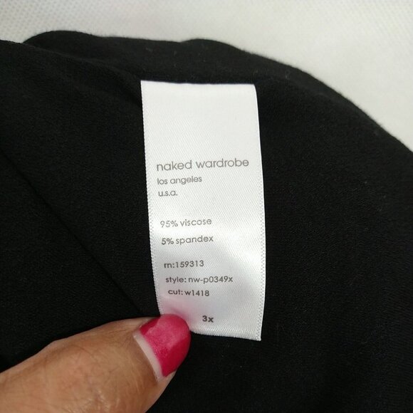 Naked Wardrobe Pants Pull-on Women Size 3X Black Lined Elastic Waist NO Pockets - Picture 4 of 6